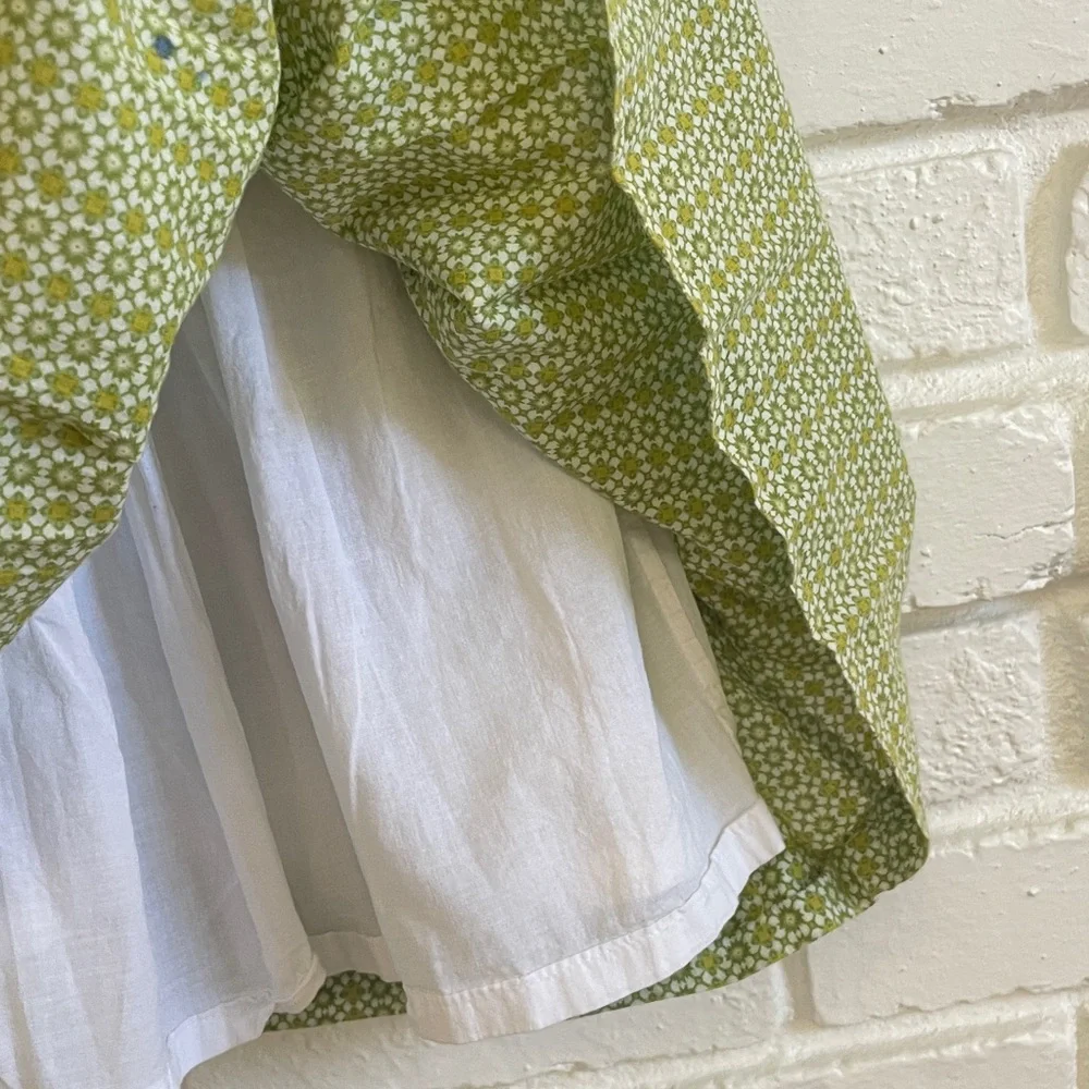 Celeste Hand-sewn Green Smocked Dress with delicate yellow floral accents Size 3